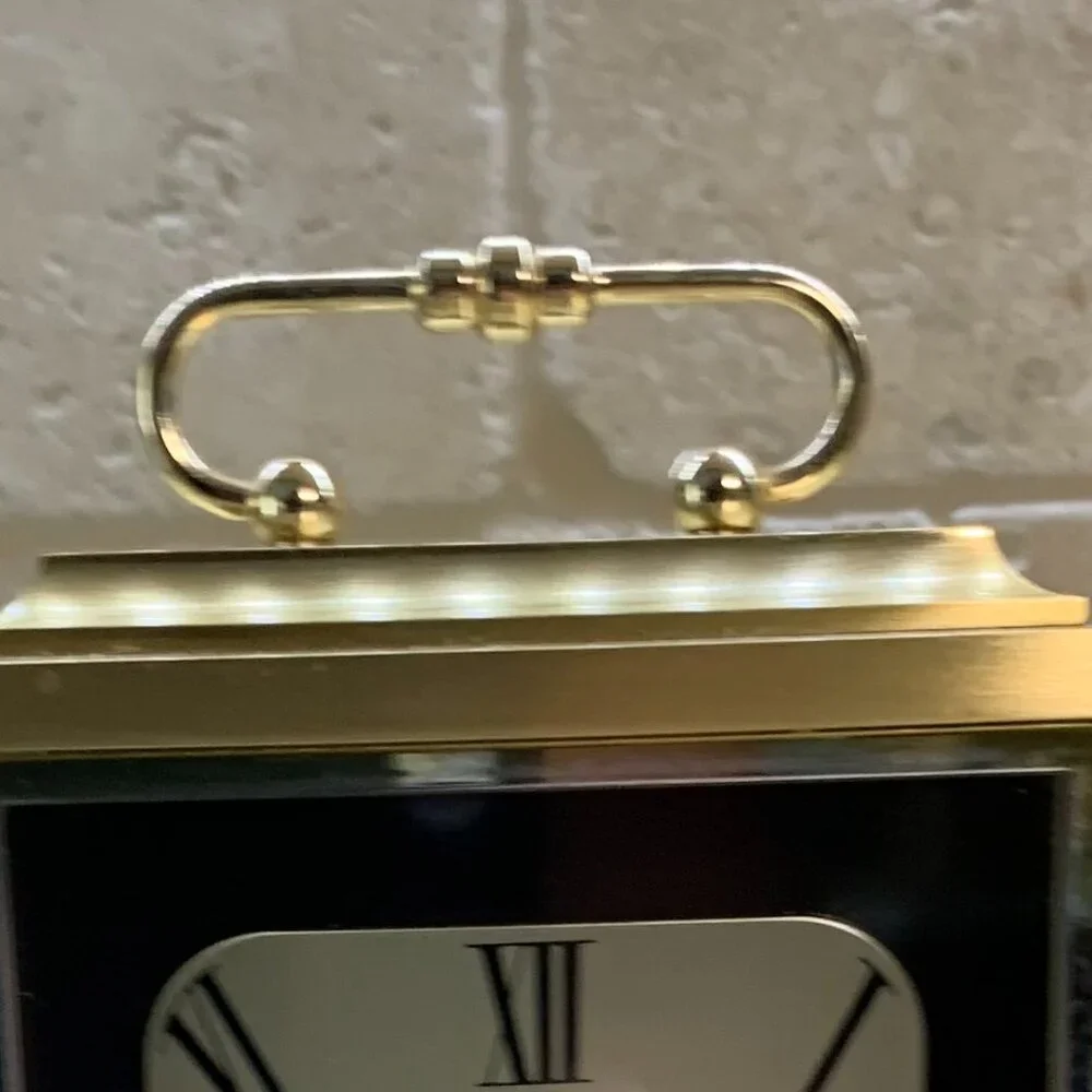 Vintage Bulova Carriage Clock Gold Desk Japan 4RE604